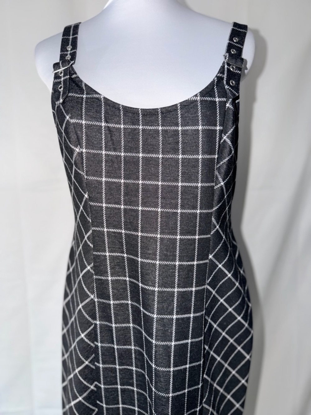 AUW Black and White Windowpane Pinafore Dress